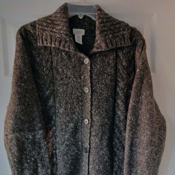 LL Bean Wool Blend Button Up Turtle Neck Cardigan Sweater Fishermen Womens Small - Picture 1 of 7